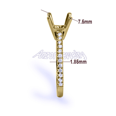 Cutdown Pave Diamond setting ring in 10k gold