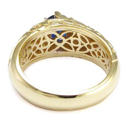 Men's Sapphire Ring 14K Yellow Gold Over Silver.