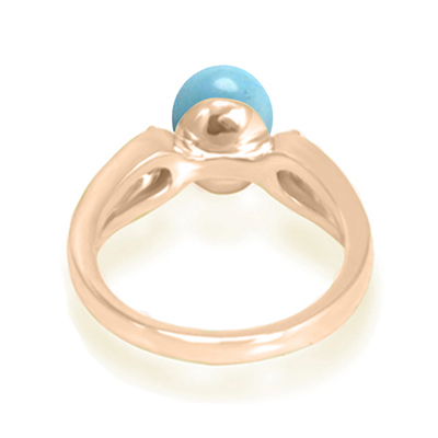 Genuine Turquoise Split Shank Diamond Ring 14k