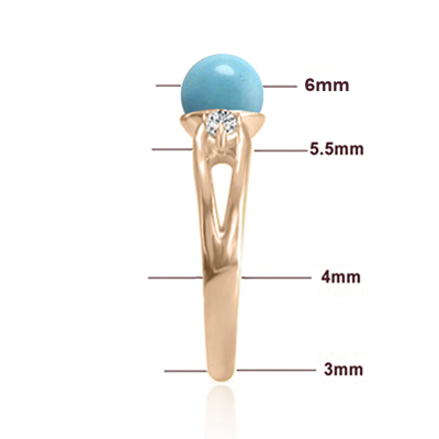 Genuine Turquoise Split Shank Diamond Ring 14k