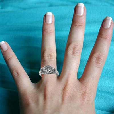 14k Solid White Gold  Lab Grown Diamond Ring