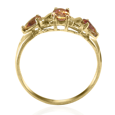 14k Yellow Gold Brown Topaz Three-Stone Ring