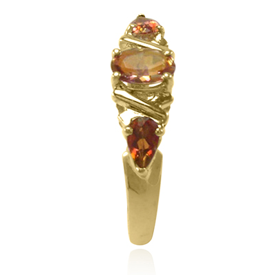 14k Yellow Gold Brown Topaz Three-Stone Ring