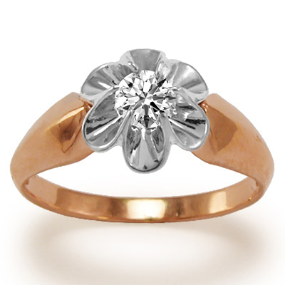 14K Gold Lab Grown Diamond Russian Style Ring