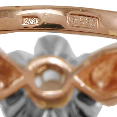 14K Gold Lab Grown Diamond Russian Style Ring