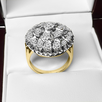 14k Gold Genuine Diamond Russian style Ring