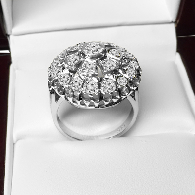 14k Gold Genuine Diamond Russian style Ring