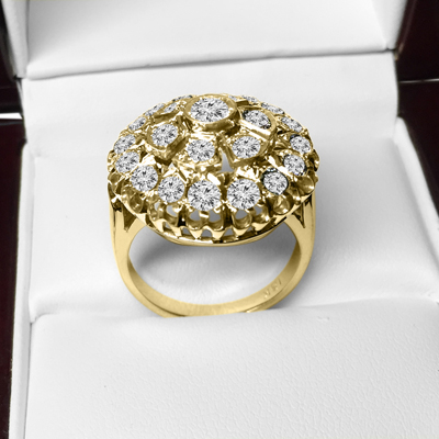 14k Gold Genuine Diamond Russian style Ring
