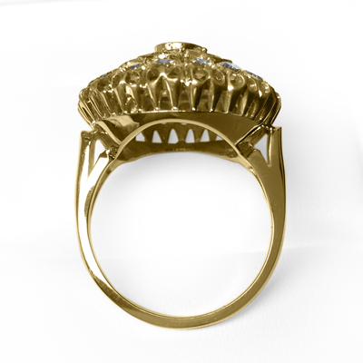 14k Gold Genuine Diamond Russian style Ring