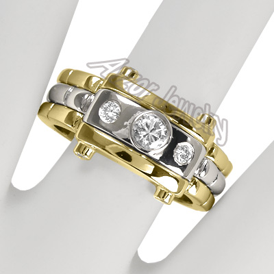 Men's 14k Two-Tone Gold Burnish Set Diamond Ring