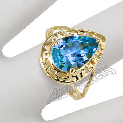 14K Gold Blue Topaz Ring