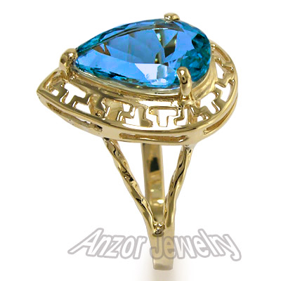 14K Gold Blue Topaz Ring