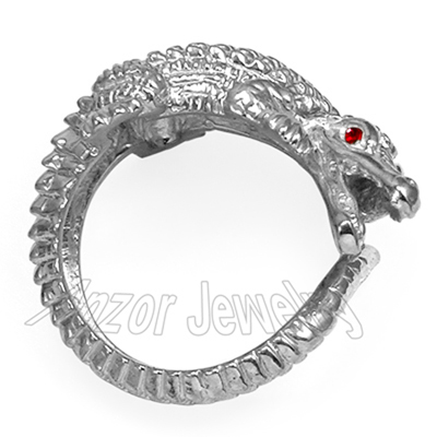 14k Gold Crocodile Ruby Ring Men's Ring
