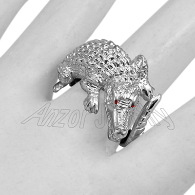 14k Gold Crocodile Ruby Ring Men's Ring