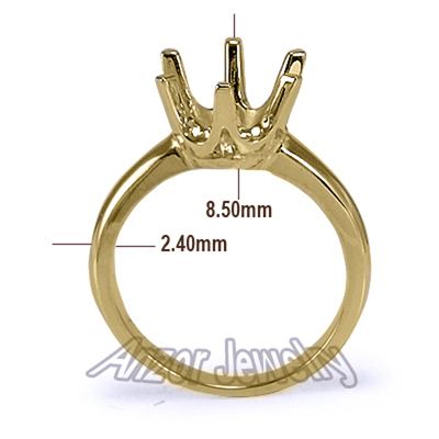 10k Yellow Gold Six-Prong Ring Mounting