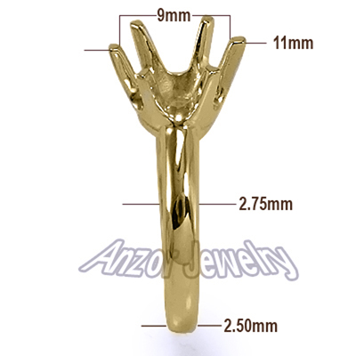 10k Yellow Gold Six-Prong Ring Mounting
