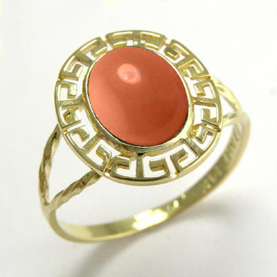 10k Gold Greek Coral Ring