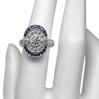 14k Gold Lab Grown Diamond and Sapphire Ring