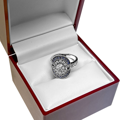 14k Gold Lab Grown Diamond and Sapphire Ring