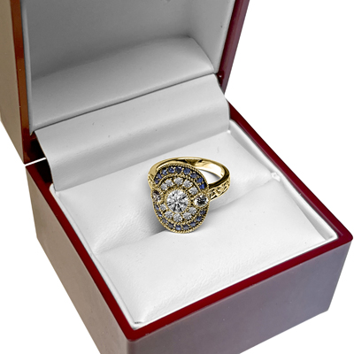 14k Gold Lab Grown Diamond and Sapphire Ring
