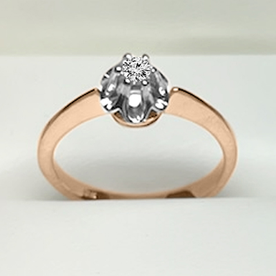 Russian style 10k Rose & White Gold Diamond Ring