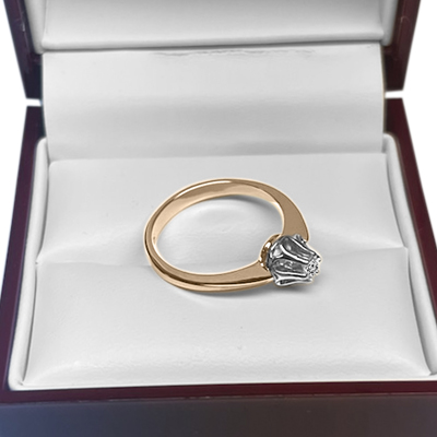 Russian style 10k Rose & White Gold Diamond Ring