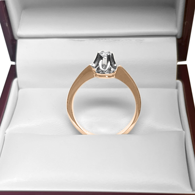 Russian style 10k Rose & White Gold Diamond Ring