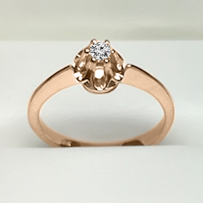 Russian style 14k Rose Gold Diamond Ring F VS1
