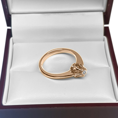 Russian style 14k Rose Gold Diamond Ring F VS1