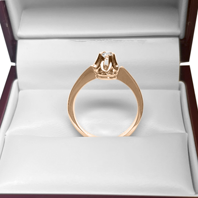 Russian style 14k Rose Gold Diamond Ring F VS1