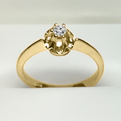 Russian style 14k Gold Diamond Ring
