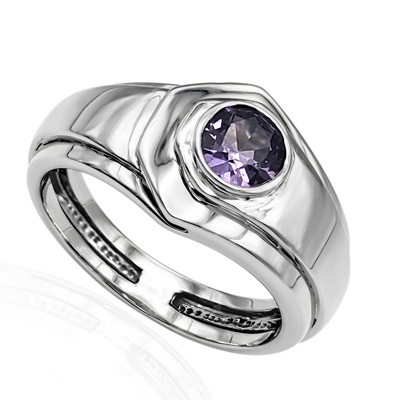Men's Created Alexandrite Ring in 14K Gold