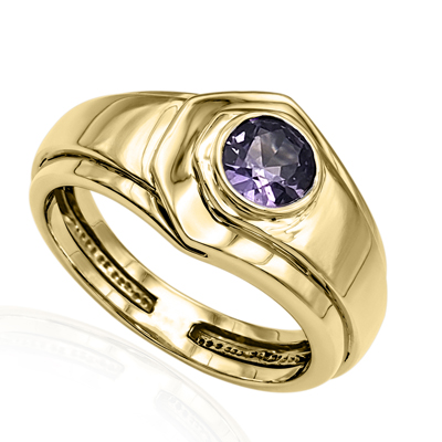 Men's Created Alexandrite Ring in 14K Gold