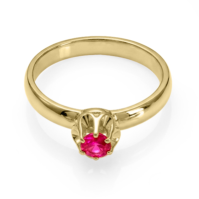 14k Gold genuine Pink Sapphire Russian style Ring