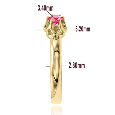 14k Gold genuine Pink Sapphire Russian style Ring