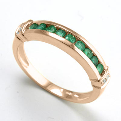 10k Gold Emerald Diamond Wedding Ring
