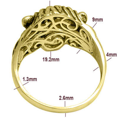 Men's Ring 14k Gold Lion Diamond Emerald Ring