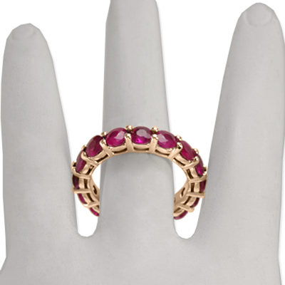 Genuine Ruby Gemstone Eternity Wedding band 14k