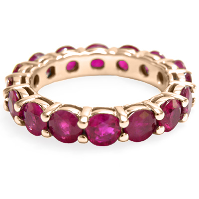 Genuine Ruby Gemstone Eternity Wedding band 14k