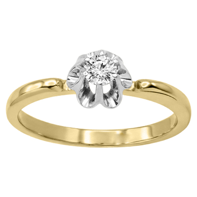 Russian Style 14k Yellow & White Gold Diamond Ring