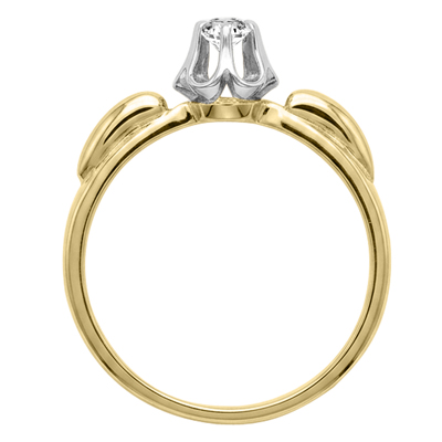 Russian Style 14k Yellow & White Gold Diamond Ring