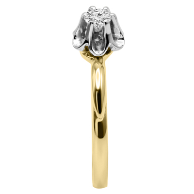 Russian Style 14k Yellow & White Gold Diamond Ring