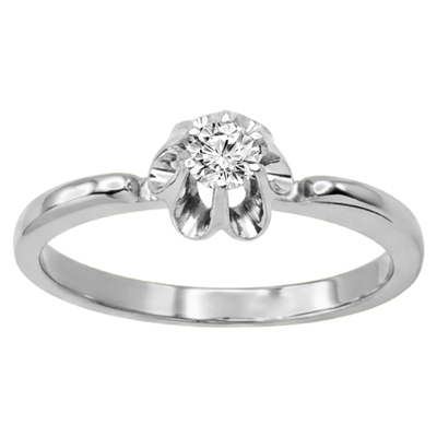 Russian Style 14k White Gold Diamond Ring