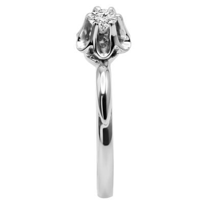 Russian Style 14k White Gold Diamond Ring