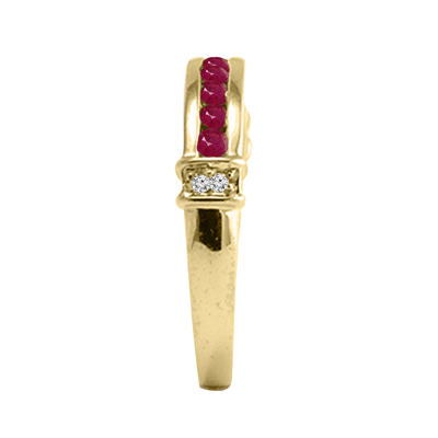 14k Gold Lab Created Ruby Diamond Ring