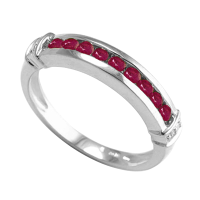 14k Gold Lab Created Ruby Diamond Ring