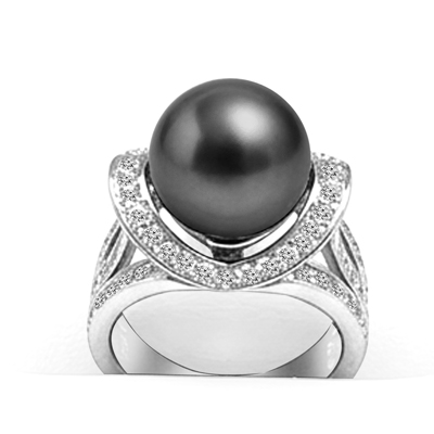 14k Gold Genuine Pearl Diamond Ring