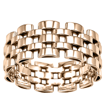 14k Gold Panther Link Band Men Ring