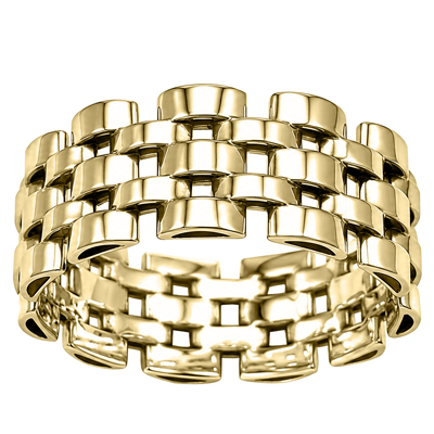 14k Gold Panther Link Band Men Ring