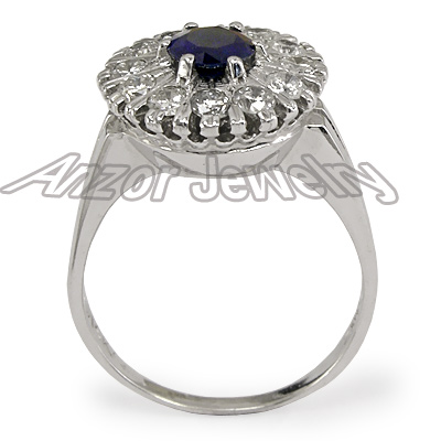 Sapphire and Diamond ring Russian style ring 14k